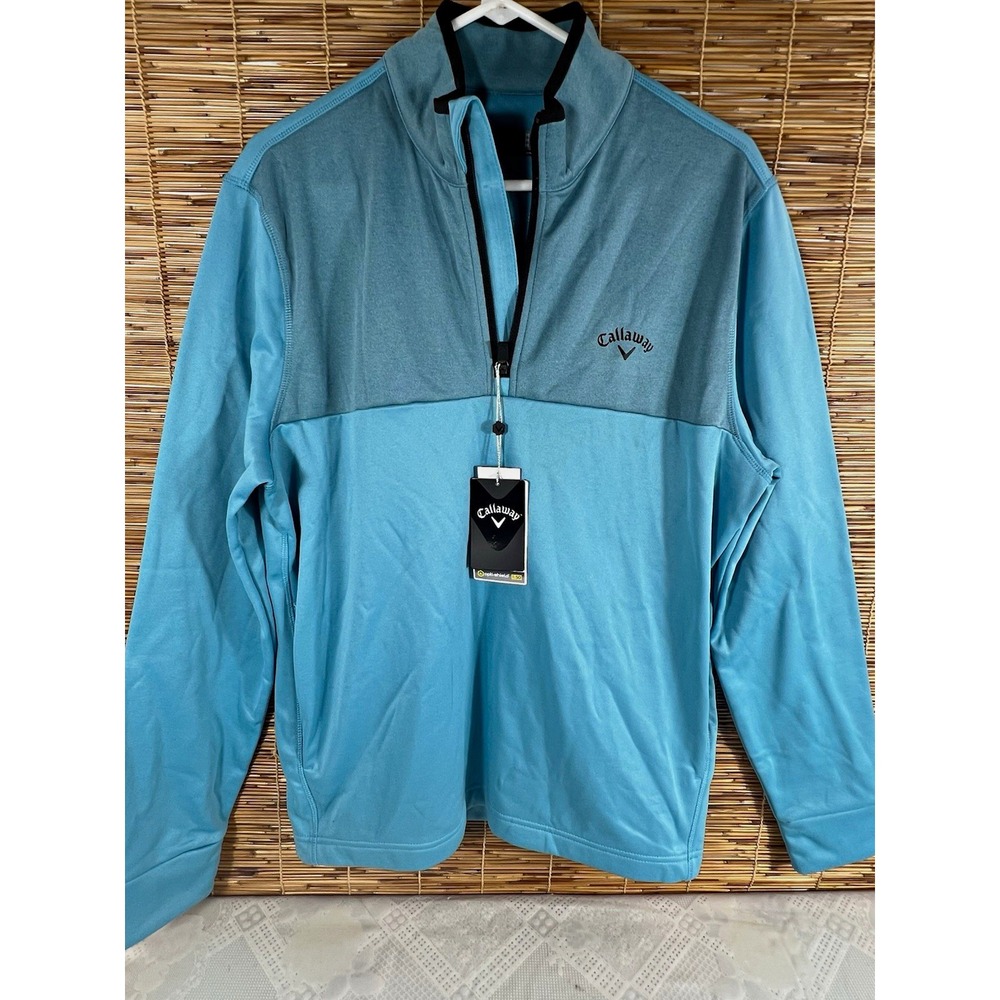 Callaway Opti-Shield 1/4 Zip Colorblock Pullover Blue M CGKF80S0BW